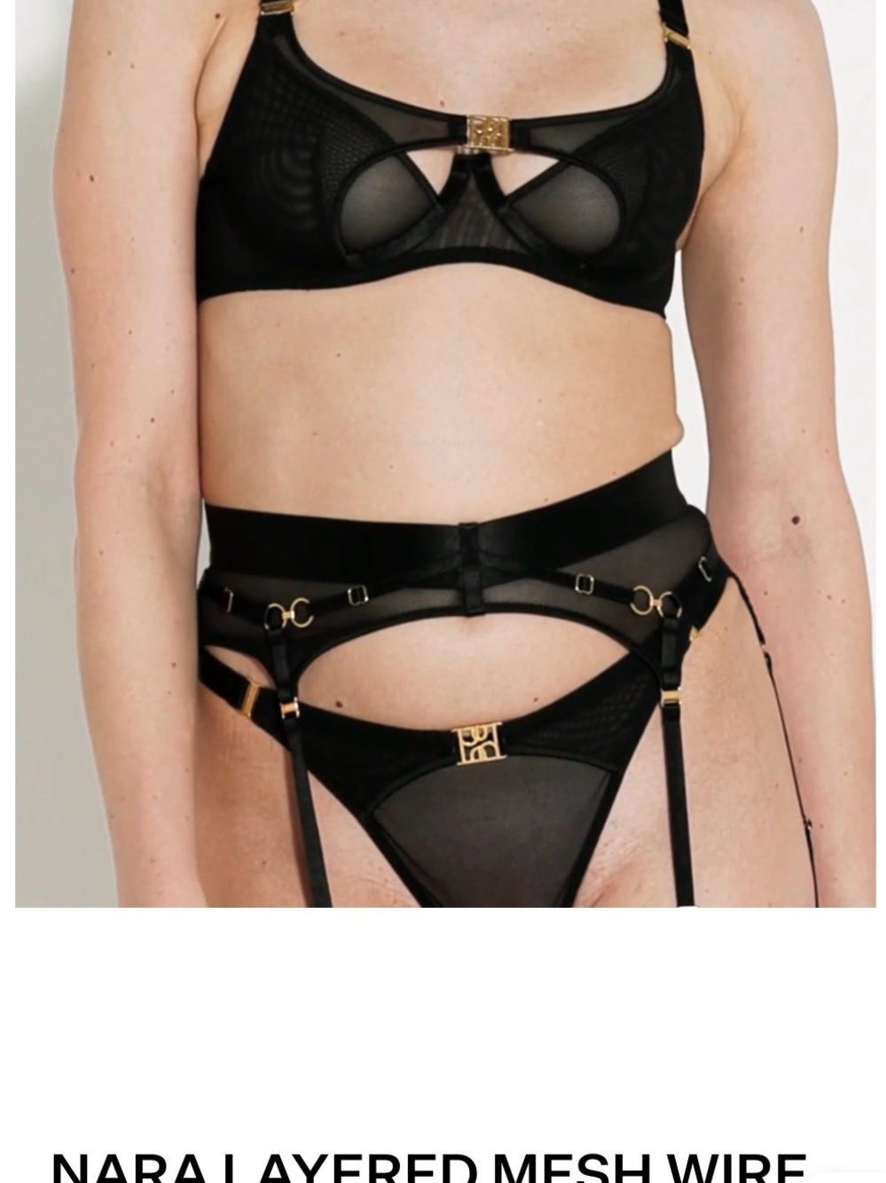 Nara Layered Mesh Bra size 6  - Black